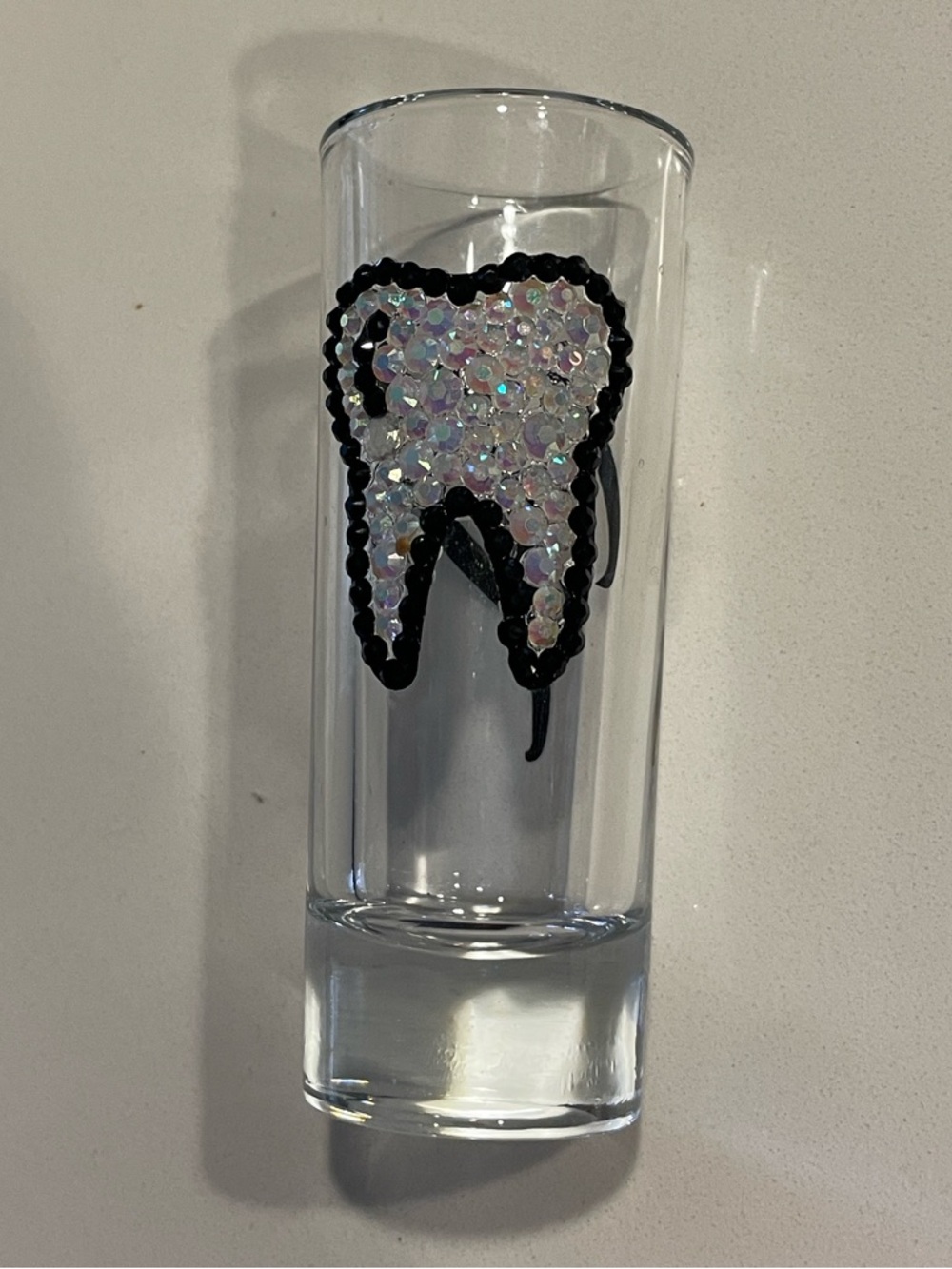 shot glass Dental Tooth Dentistry Orthodontist With Rhinestones Handmade